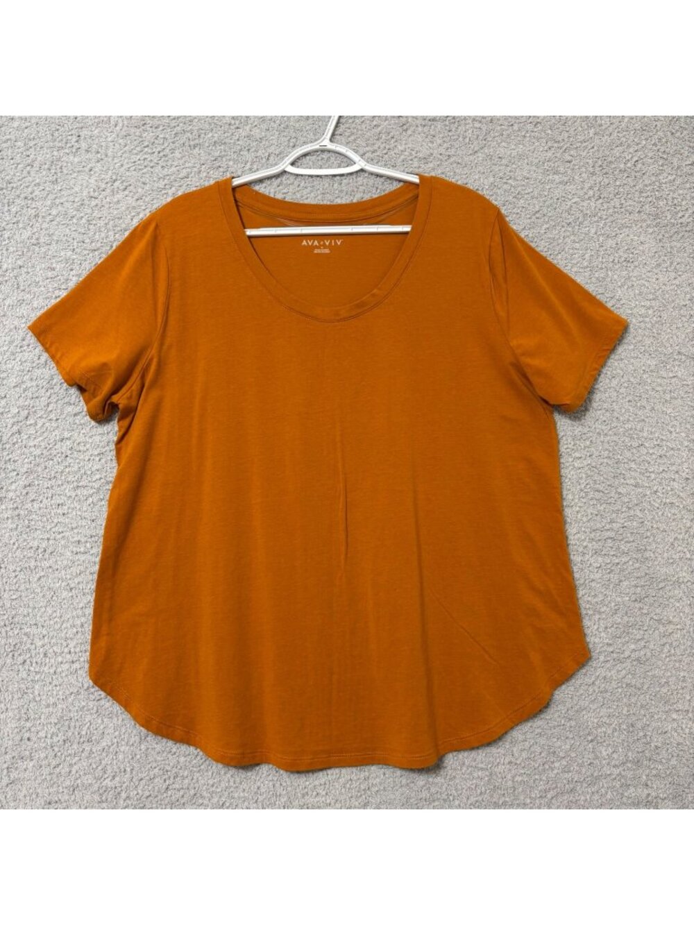 Easy Layering Soft Stretch Cotton Modal Curved Hem Tee Burnt Orange 1X